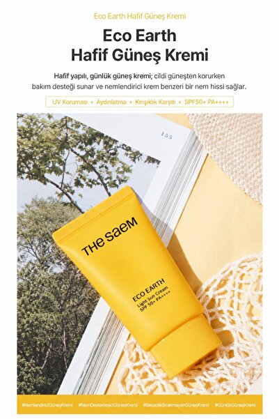 THE SAEM Eco Earth Light Sun Cream SPF 50+ ve PA++++ 50 g Güneş Koruyucu Krem