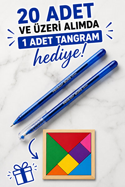 Pensan 20 ve üzeri TANGRAM HEDİYELİ Tükenmez Kalem-Mavi