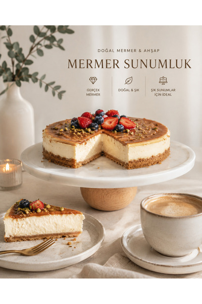 Madas Desıgn Mermer Sunumuk, Ayaklı Sunumluk, Kurabiyelik, Pasta Sunumu, Sunu...