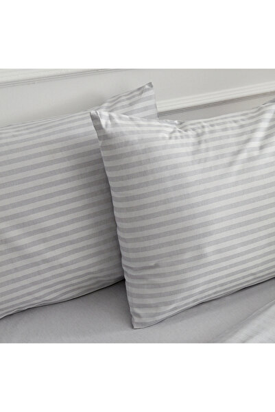 Taç Zorluteks Hotel Concept Striped 100% Cotton Satin Gray Color 2-Piece Pill...