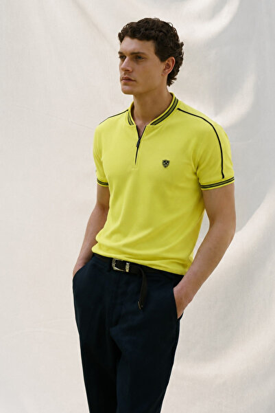 Madmext Apple Green Polo Neck Men's T-Shirt 9281