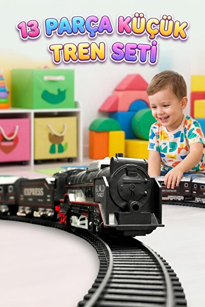 Tıfıl Toys مجموعة قطارات صغيرة سوداء مكونة من 13 قطعة