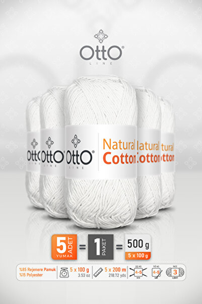 Otto Bumbac Natural - Alb (6013) - Pachet de 5 - 2mm/100gr/200m - Ață de bumb...