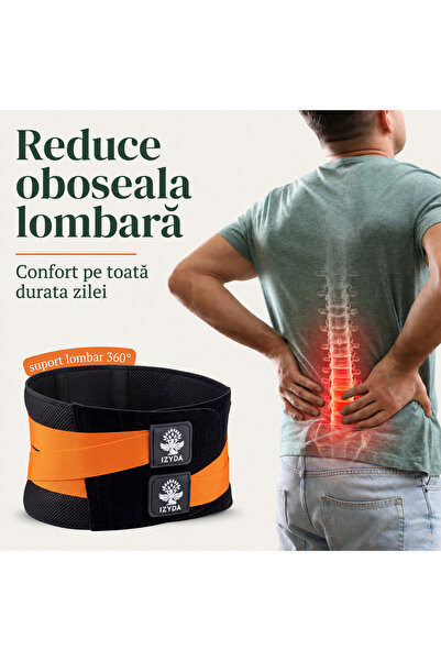 IZYDA Centura Lombara Premium IZYDA®, Compresie Dubla Reglabila, Suport Lombosacral si Corector Postura, pentru Dureri Lombare, Hernie de Disc, Spondiloza, Birou, Sala, Material Respirabil, Unisex
