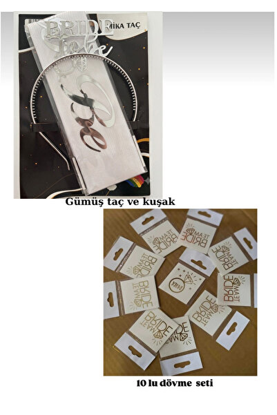 Anatolia Bride to be taç, kuşak ve 10 lu dövme seti bekarlığa veda seti bride...