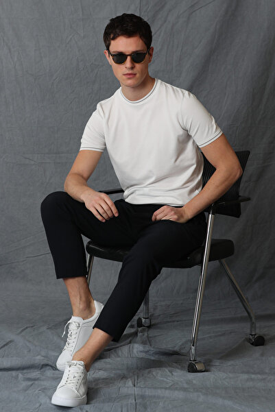 Lufian Hery Smart Men's Chino Trousers Slim Fit Navy Blue