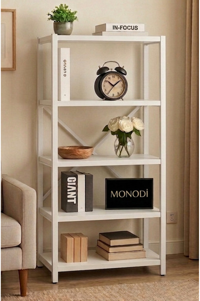 GUİMO Modern Minimal 5 Raflı Metal Kitaplık ve Raflı Dolap Kitaplık Metal