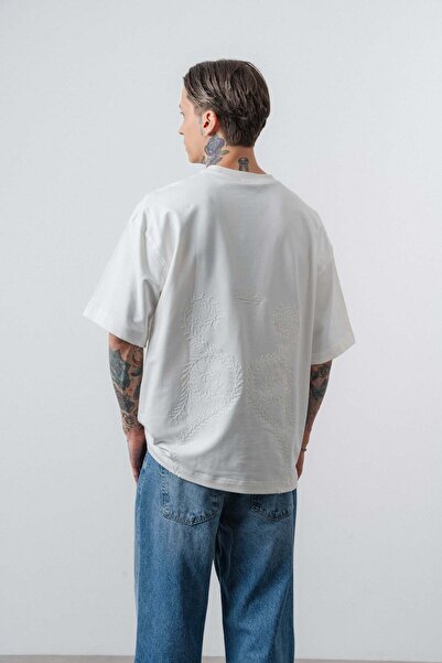 Respire Itsbyzey Tricou Supradimensionat cu Spirală Ecru