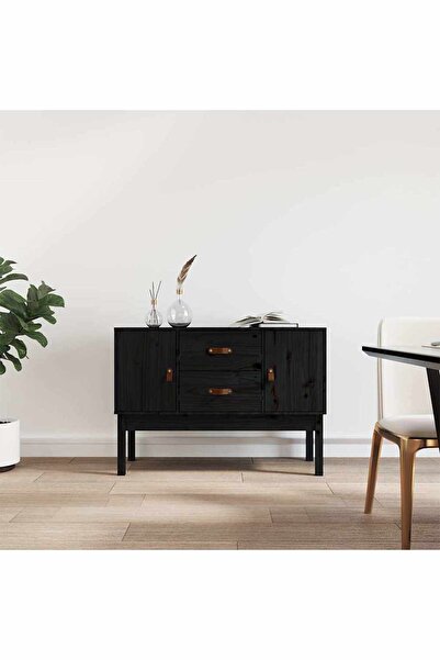 Concept Servantă, negru, 110x40x78 cm, lemn masiv de pin