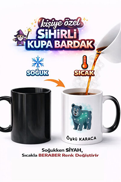 Kirbi Reklam كوب سحري من البورسلين مطبوع على الوجهين بتصميم الدب الكبير Ursa ...