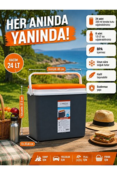 Padilon 24 Lt Taşınabilir Portatif Buzluk Soğutucu Cooler Box Turuncu