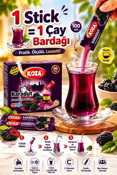 Koza Gurmelerin Seçimi Pratik Lezzet Karadut Aromalı Tek İçimlik Premium İçecek Tozu 50 Stick