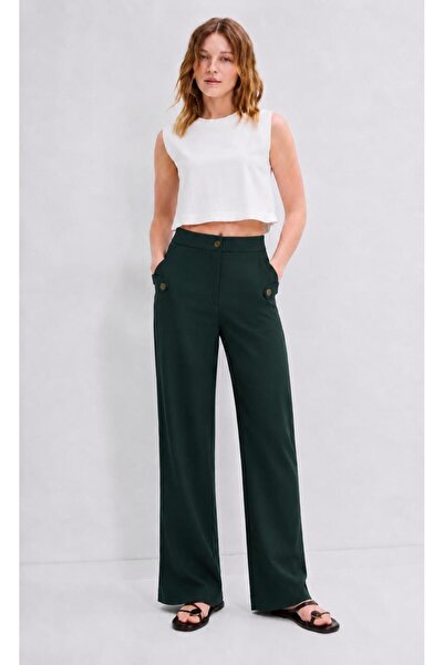 RESSHO High Waist Pocketed Polyviscon Palazzo Pants – Stylish Women's Trouser...