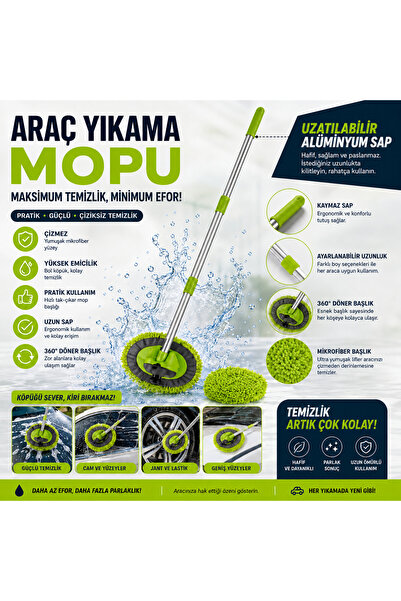 PROTEK Araç Yıkama Mopu Yedek Bezli