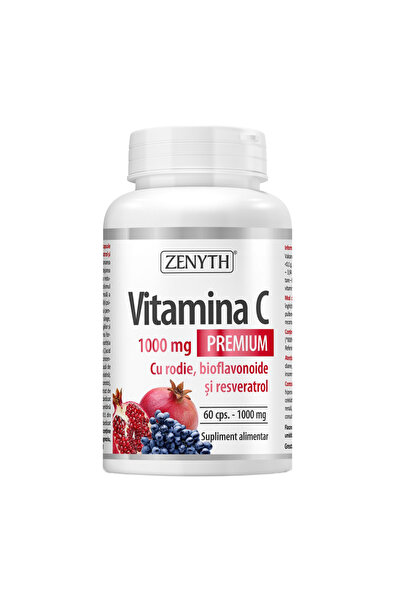 Zenyth Pharmaceuticals Vitamina C Premium 1000 mg cu rodie, bioflavonoide și ...