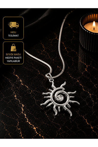 PURE BERRY GÜNEŞ DESENLİ ÇELİK GOLD RENK KOLYE