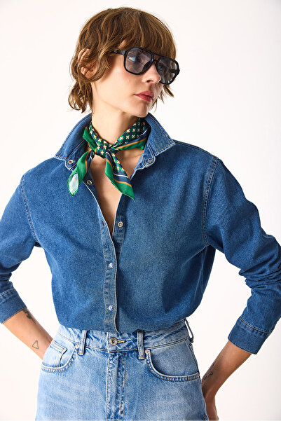 VENA Γυναικείο πουκάμισο Sydney Dark Blue εφαρμοστό Jean 100% βαμβάκι - Σκούρ...