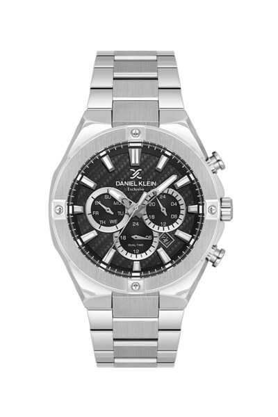 Daniel Klein Men's Wristwatch with Black Dial and Silver Color Band 46.5 mm G...