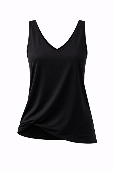 VENA Serena V-Neck Slit Detailed Modal Undershirt(Tencel)(Tm)-Black