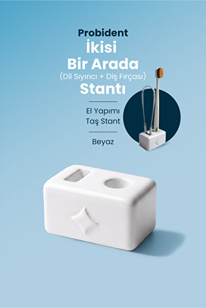 Probident Dil Temizleme + Diş Fırçası Standı – İkisi Bir Arada - Beyaz