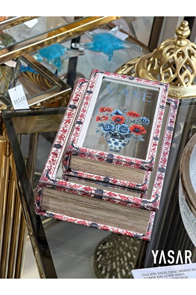 YASAR CONCEPT Set de cutii decorative pentru cărți cu vaze și oglinzi