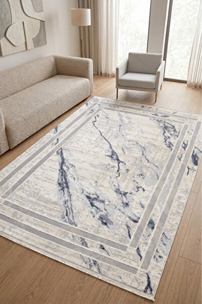 Ceremonyhome Modern Gri Saçaklı Halı – Salon, Oturma Odası, Yatak Odası Ve Mu...