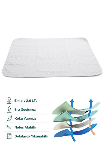 CARETEX Abso Yıkanabilir Hasta Bezi Altı Pedi 75x85 cm - Emici Su Geçirmez Yatak Koruyucu Ped (Beyaz)