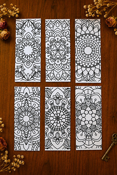stickybloom 6 Adet Basit Mandala Boyama Kartpostalları Seti