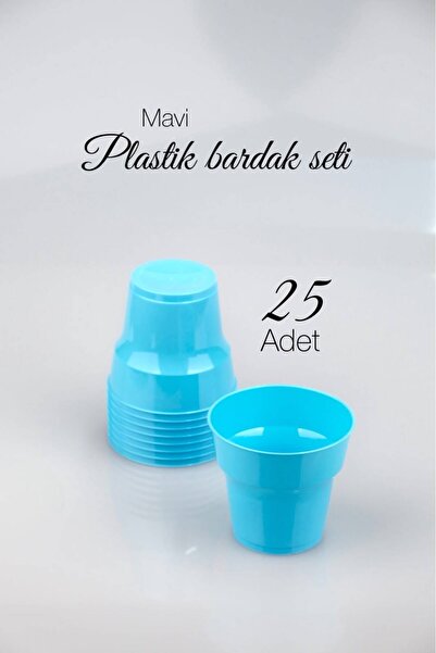 Ezupack 25'li 180 cc Mavi Renk LÜX SERT PLASTİK Parti Bardak Doğum Günü Sunum...