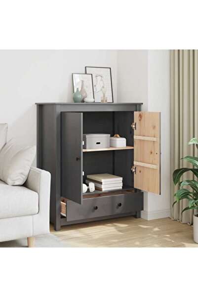Concept Servantă, gri, 83x41,5x100 cm, lemn masiv de pin