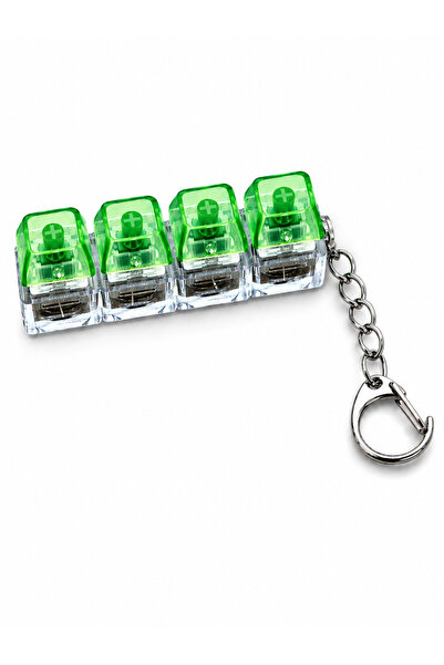 Green Illuminated 4-Piece Stress Reliever Mechanical Key Ring Keychain Audible Mechanical Key Sense • Fun to Use