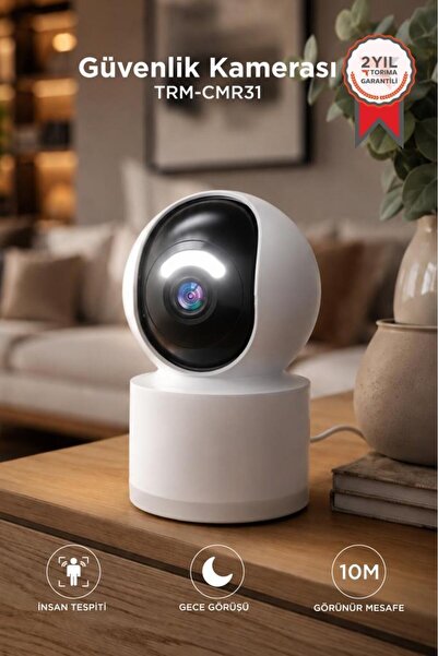Torima Güvenlik Kamerası Led Işıklı Wifi Full Hd Smart Ip Kamera CMR31 Beyaz