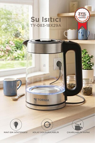 Torima Cam Led Işıklı 1500W 1.8L Kettle Su Isıtıcı TY-083-18X29A