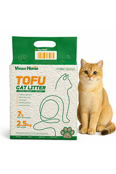 Vmax Home 7L, 2.5KG, Tofu Cat Litter Oud Wood Scent, Premium Clumping Cat Lit...