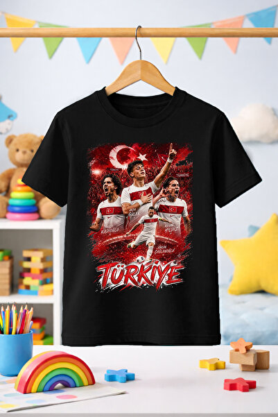 Zeycem Store تيشيرت للأطفال مطبوع بنمط كأس العالم 2026 في تركيا باللونين الأس...
