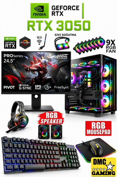 Dmc N305 Windows 11 Reyzen 5 5500,32GB RAM,512GB SSD,RTX3050,24"200hz Oyuncu ...