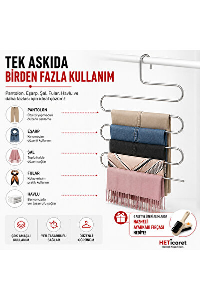 Ayans Design 5 Katlı Metal Pantolon,Eşarp Askısı (4 ADET alımda Hazneli Ayakk...