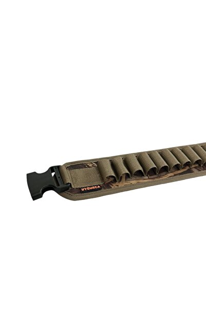 UYĞURCA 30 Fişek Kapasiteli Açık Fişeklik - Bej Şeritli Sazlık Desen Kumaş - 12 Calibre