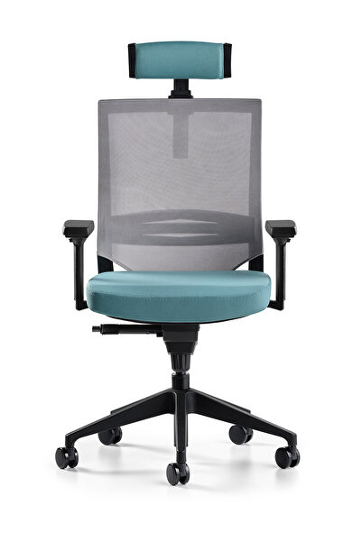 Bürotime Cozy Başlıklı Çalışma Koltuğu Mint Yeşili/Gri
