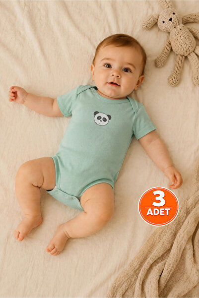 ZUMI BABY KIDS طقم ملابس داخلية للأطفال من القطن بأكمام قصيرة مطبوع عليه Gree...
