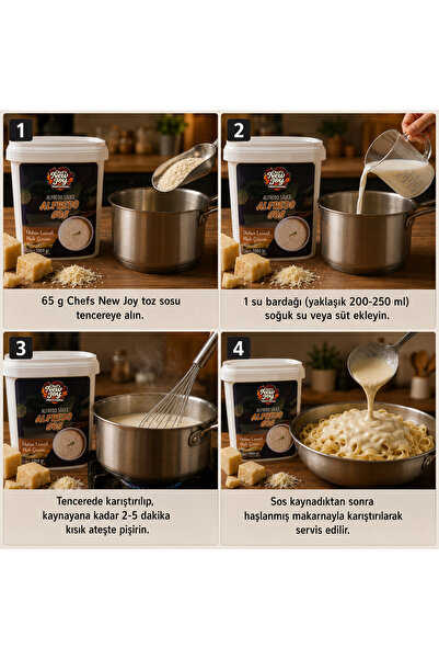 chef's new joy professional 3’lü Gurme Makarna Sosu Seti - Mac Cheese + Alfredo + Pesto (3 x 1000g)