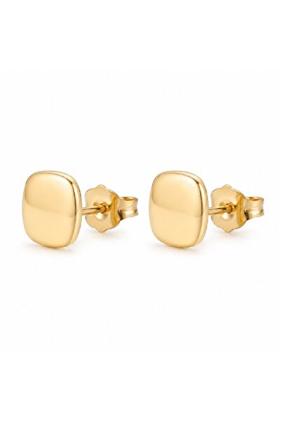 Zeino Kare Sade Küpe - 14K Altın Kaplama - 1 cm