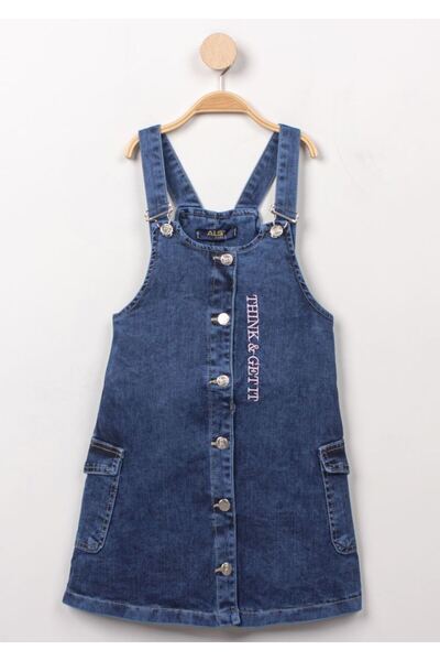 ALG Girls' Denim Salopet - with Pockets and Embroidery