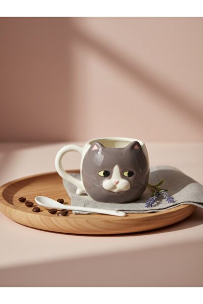 Tohana 3D Kedi Figürlü Seramik Kupa 450 ML