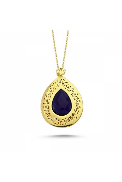 Sembol Gold Altın TESİR Kolye Mavi Tanzanit Taşlı