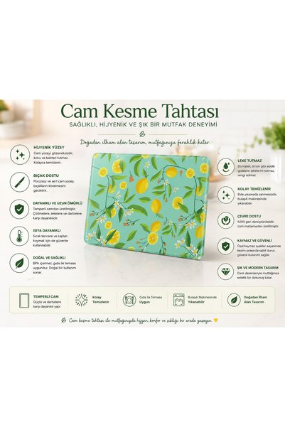 DreamHomes Glass Cutting Board with Patterned , 25x35 cm