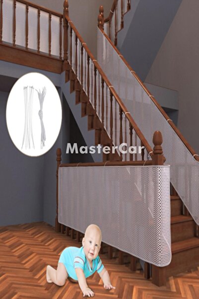 MasterCar Beyaz Merdiven Balkon Güvenlik Filesi Güvenlik Kapısı Bebek Çocuk V...