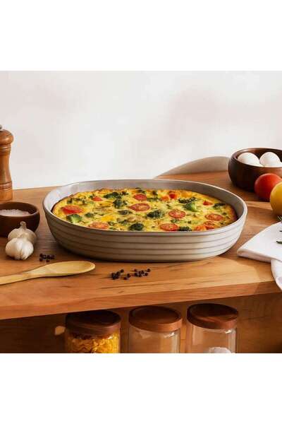PAN HOME صينية خبز بيضاوية من أسكا رياكتيف مقاس 36×26×5.7 سم - رمادية