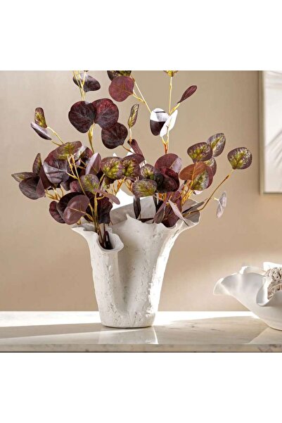 PAN HOME Rana Ceramic Handmade Petal Decor Vase 29.5x26x27cm - White