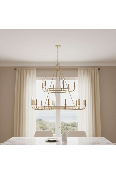 PAN HOME Cerrona 18-light E14 Fancy Chandelier 122x99cm - Aged Brass